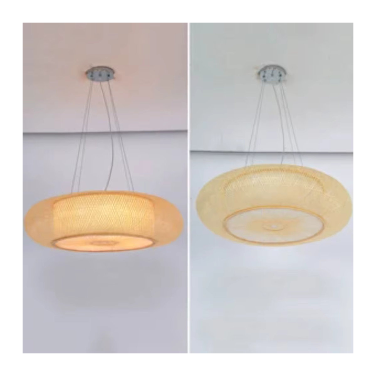 JOYINLED Bambus-Pendelleuchte im japanischen Retro-Stil, Farbe: Natur, Fassung: E27, Durchmesser: 50 cm - Bild 2