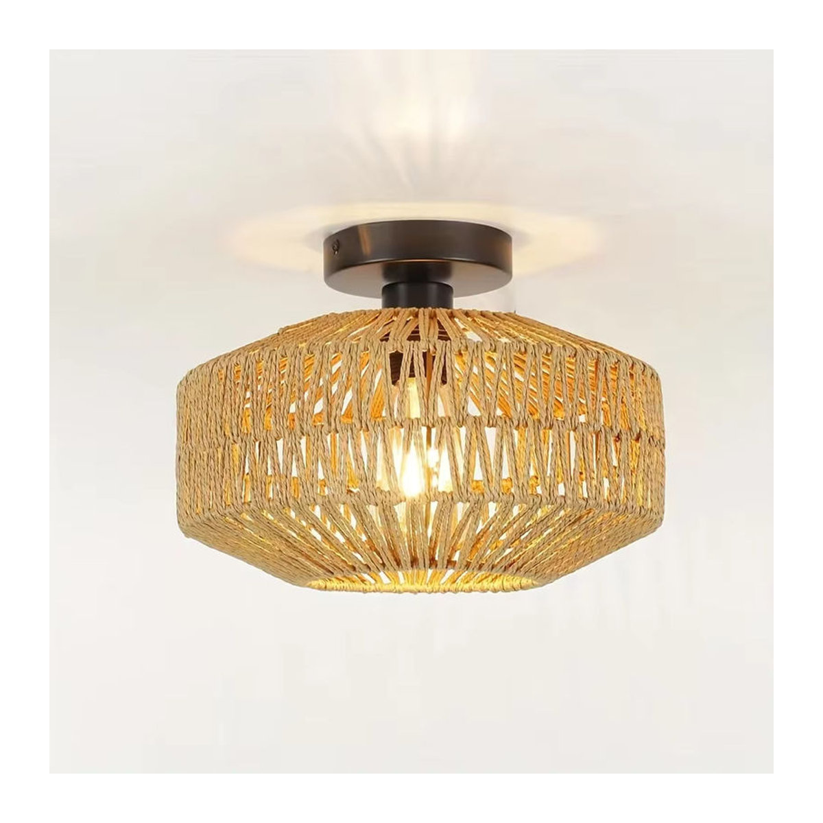 JOYINLED Boho Deckenlampe aus Hanfseil in Braun mit Retro-Design für Schlafzimmer, Flur und Küche - Bild 2