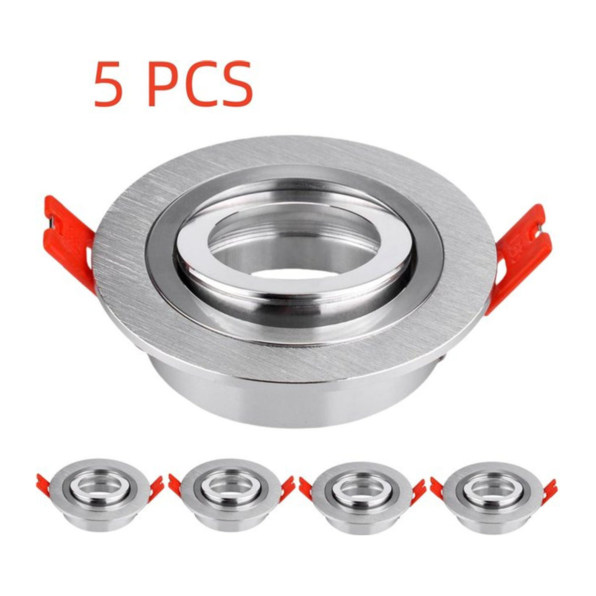 JOYINLED GU10 MR16 Runde Deckeneinbaustrahler Rahmen Silber, Einstellbare Rotierende LED Downlight Leuchten für die Innenbeleuchtung - Bild 1