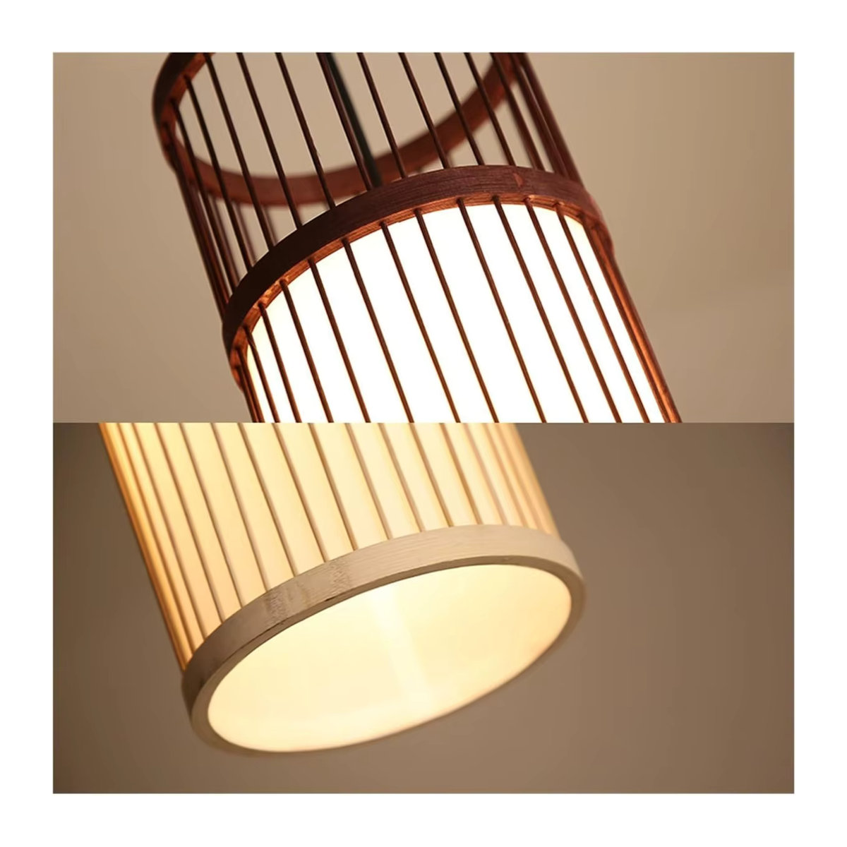 JOYINLED Japanische Bambus-Deckenleuchte in Braun, handgewebter Kronleuchter im Laternenstil für Wohnzimmer, Schlafzimmer, Restaurant und Café - Bild 4