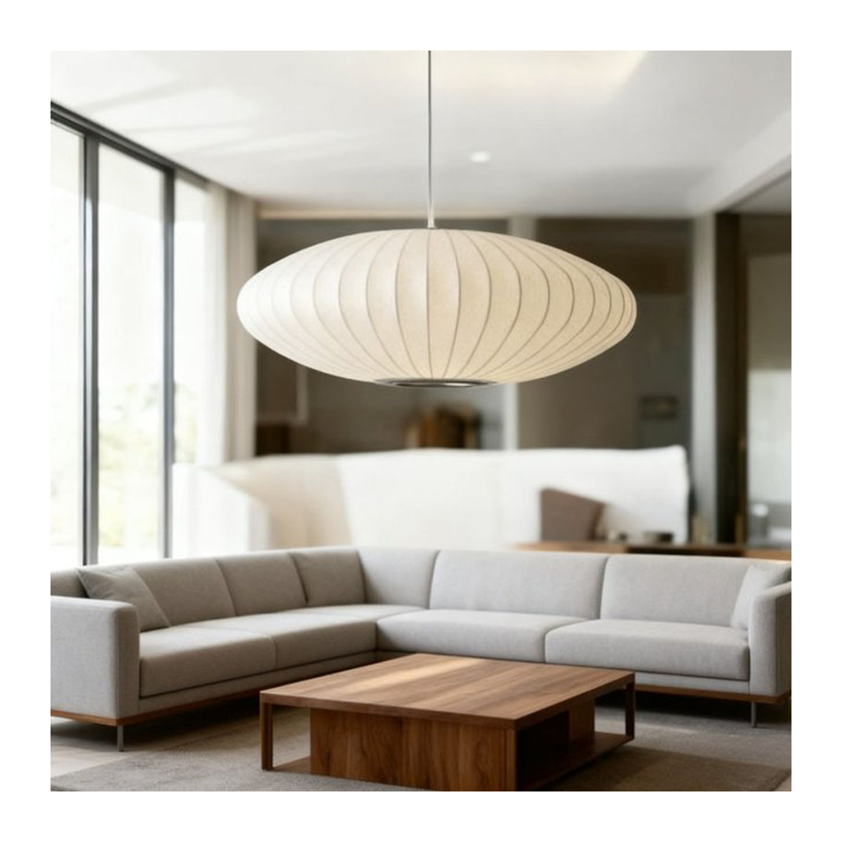 JOYINLED Japanische Seiden-Pendelleuchte in Weiß, handgefertigter Wabi-Sabi-Origami-Kronleuchter mit minimalistischem LED-Design - Bild 1