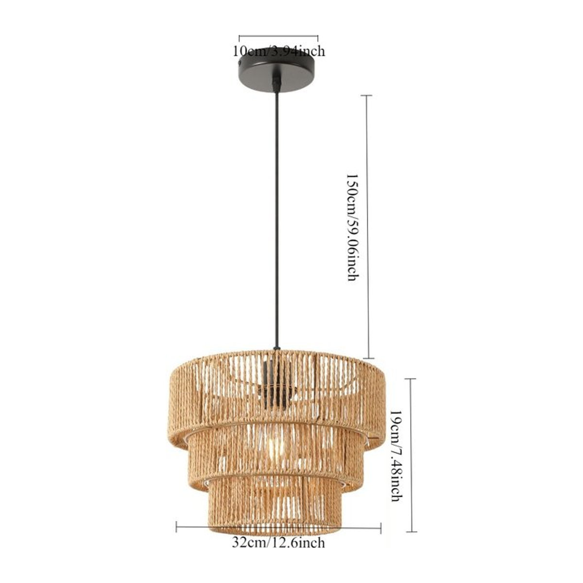 JOYINLED Kronleuchter aus natürlichem Hanfseil und Holz in Braun im Bohemian Stil - Bild 1
