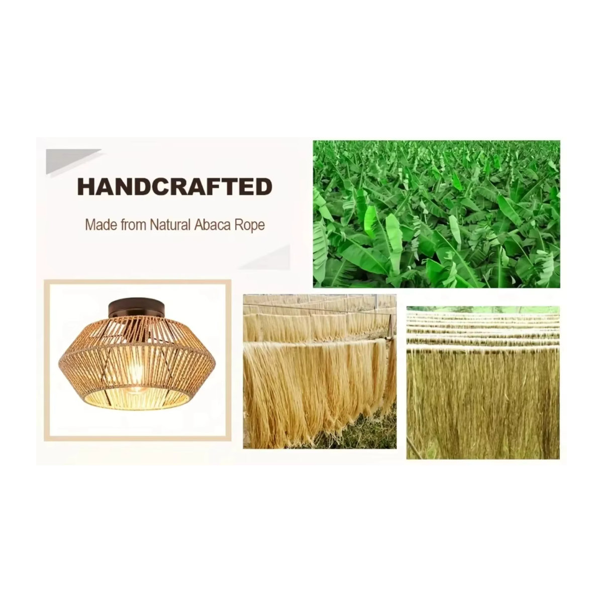 JOYINLED Kronleuchter aus Rattan in Braun im Bohemian Landhaus-Stil - Bild 4