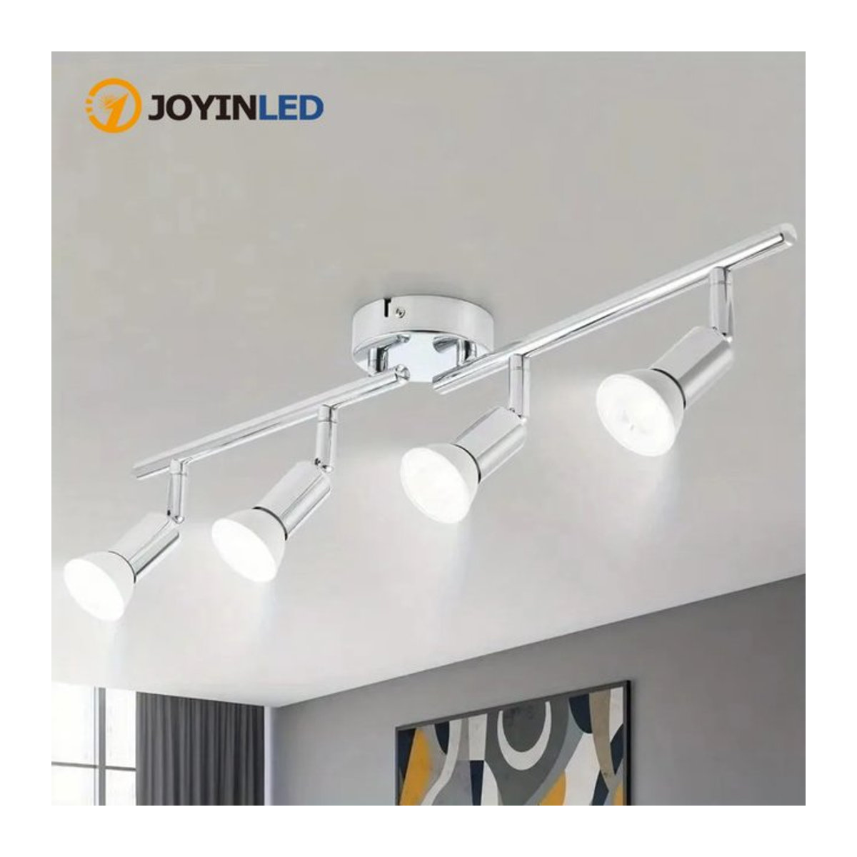 JOYINLED LED-Deckenspot 4-Flammen in Chrom, drehbarer GU10 Strahler für Küche, Wohnzimmer und Schlafzimmer - Bild 1