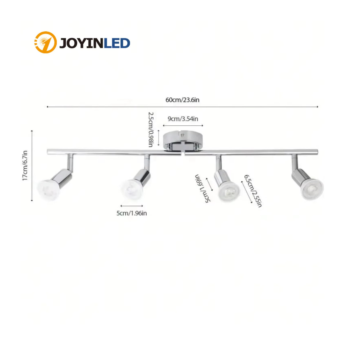 JOYINLED LED-Deckenspot 4-Flammen in Chrom, drehbarer GU10 Strahler für Küche, Wohnzimmer und Schlafzimmer - Bild 2