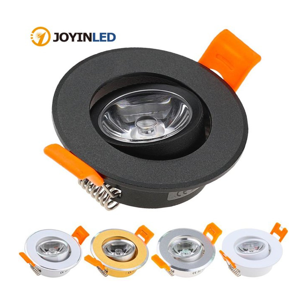 JOYINLED LED Einbaustrahler aus Aluminium, rund, dimmbar, 3W, Schwarz, Ausschnitt 50mm - Bild 1