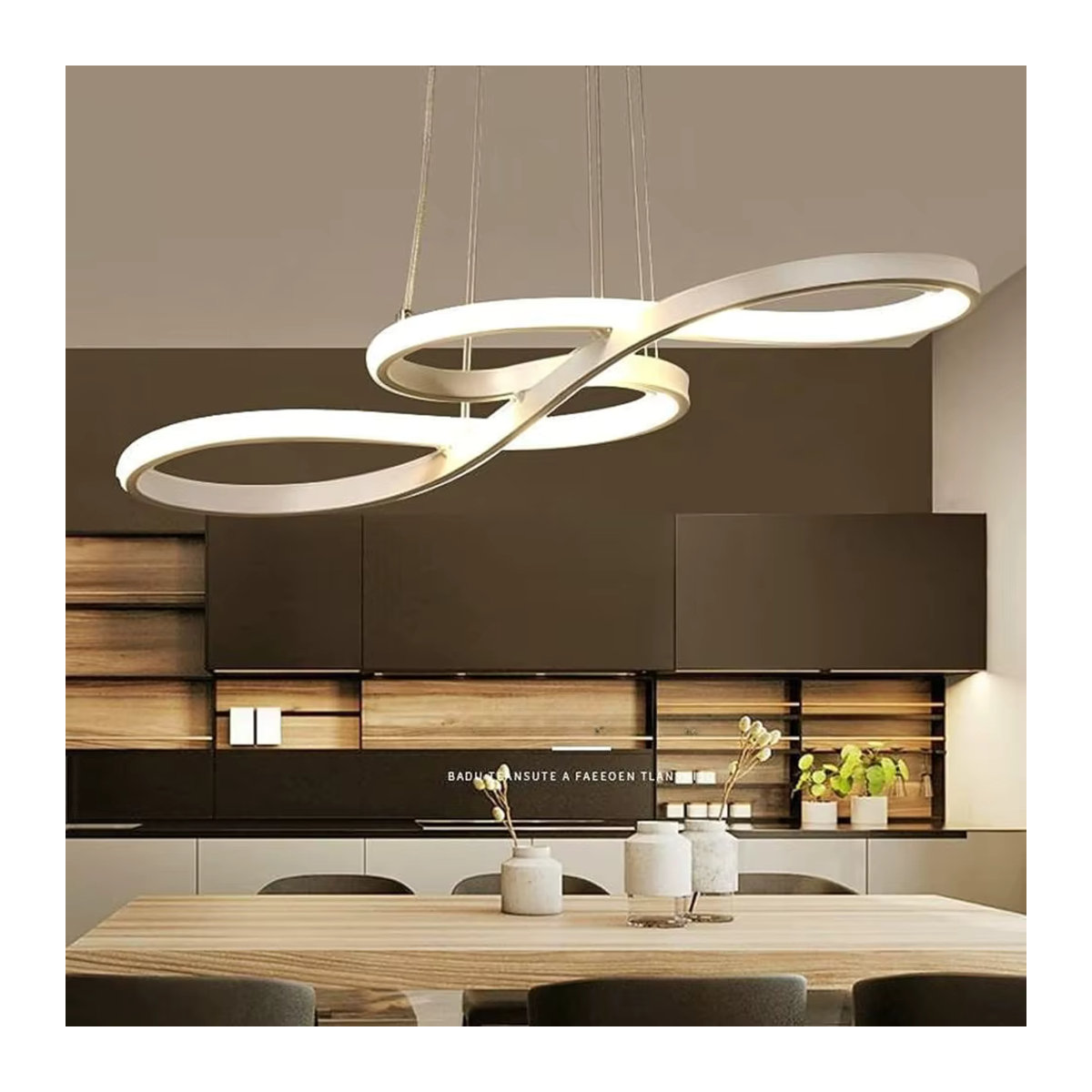 JOYINLED LED-Pendelleuchte im Musiknoten-Design aus Acryl, moderne Hängelampe in Weiß für Esszimmer, Küche oder Büro - Bild 1