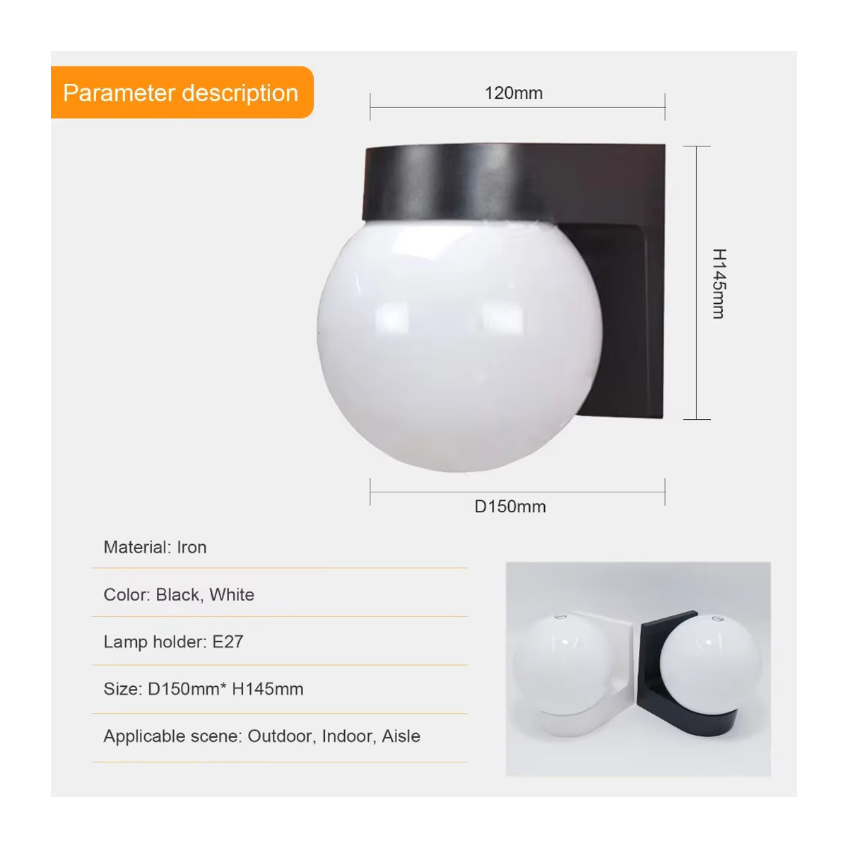 JOYINLED LED Wandleuchte in Schwarz/Weiß mit milchig-weißem Acrylschirm im minimalistischen Design für Wohnzimmer und Esszimmer - Bild 2