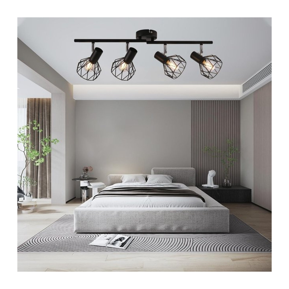 JOYINLED Moderne LED Halbeinbau-Deckenleuchte im Industrial Design, Schwarz, Metall, E14 Kronleuchter - Bild 1