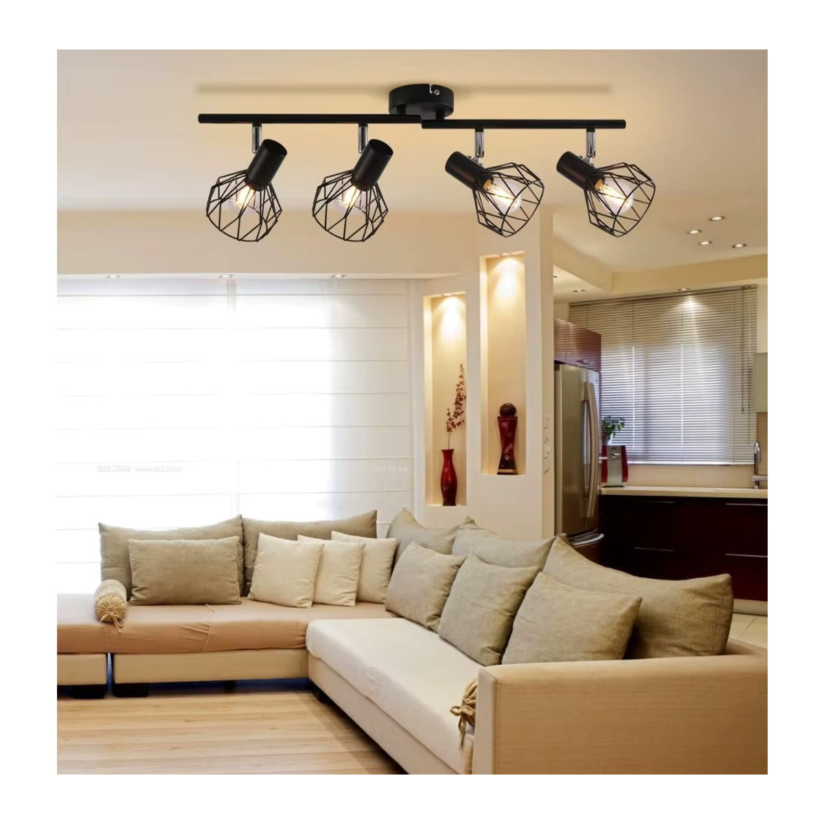 JOYINLED Moderne LED Halbeinbau-Deckenleuchte im Industrial Design, Schwarz, Metall, E14 Kronleuchter - Bild 2