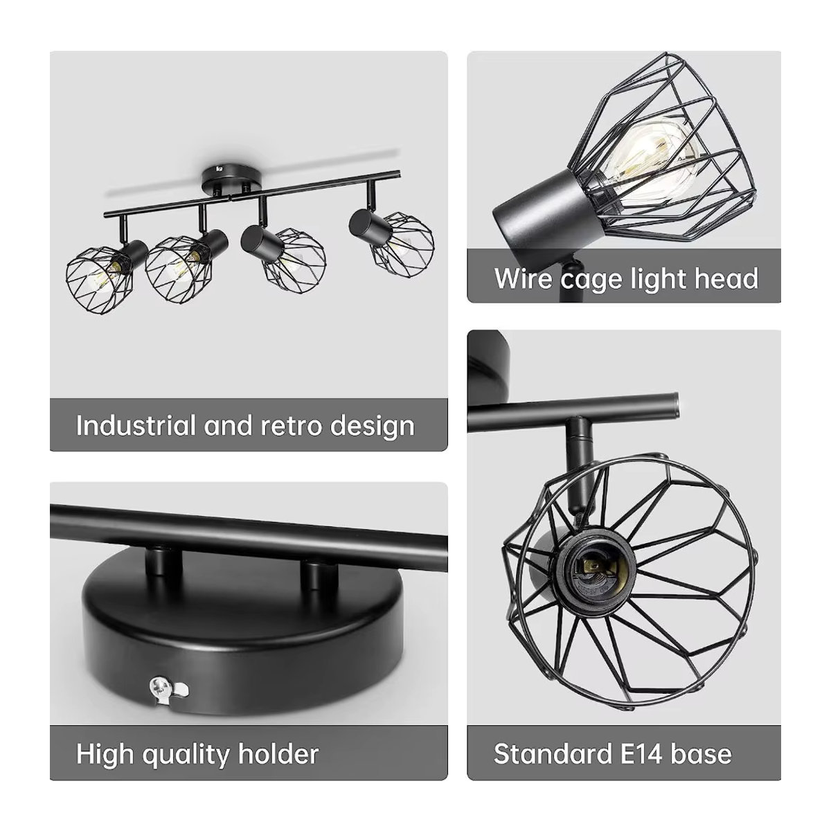 JOYINLED Moderne LED Halbeinbau-Deckenleuchte im Industrial Design, Schwarz, Metall, E14 Kronleuchter - Bild 5