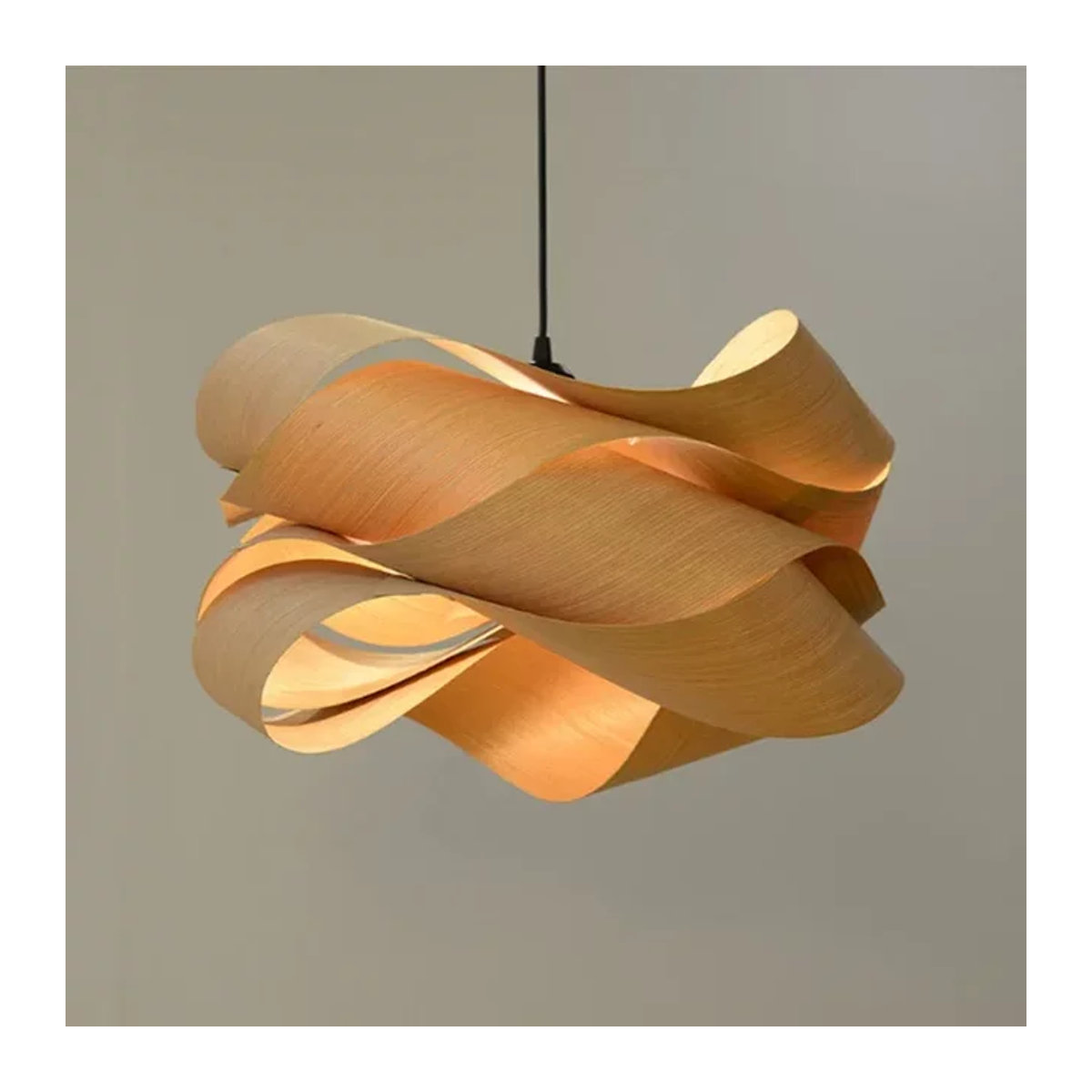 JOYINLED Moderne LED Pendelleuchte aus Holz in Natur für Schlafzimmer und Restaurant - Bild 1