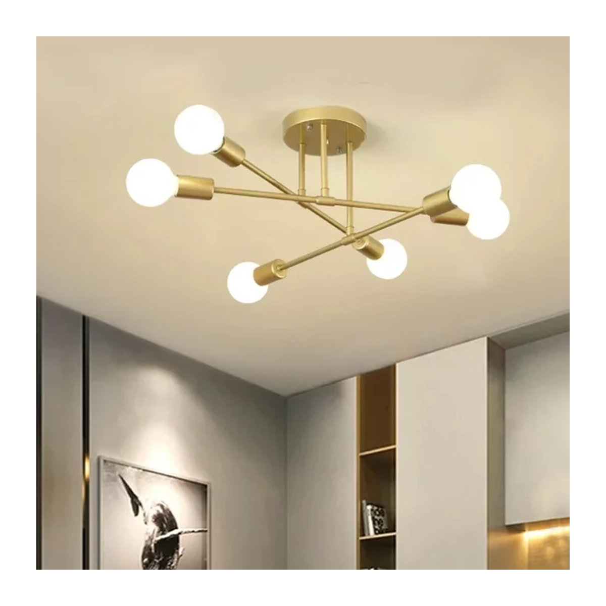 JOYINLED Moderne LED Pendelleuchte mit 6 Köpfen aus Metall für E27 Leuchtmittel in Schwarz, Weiß oder Gold - Bild 1