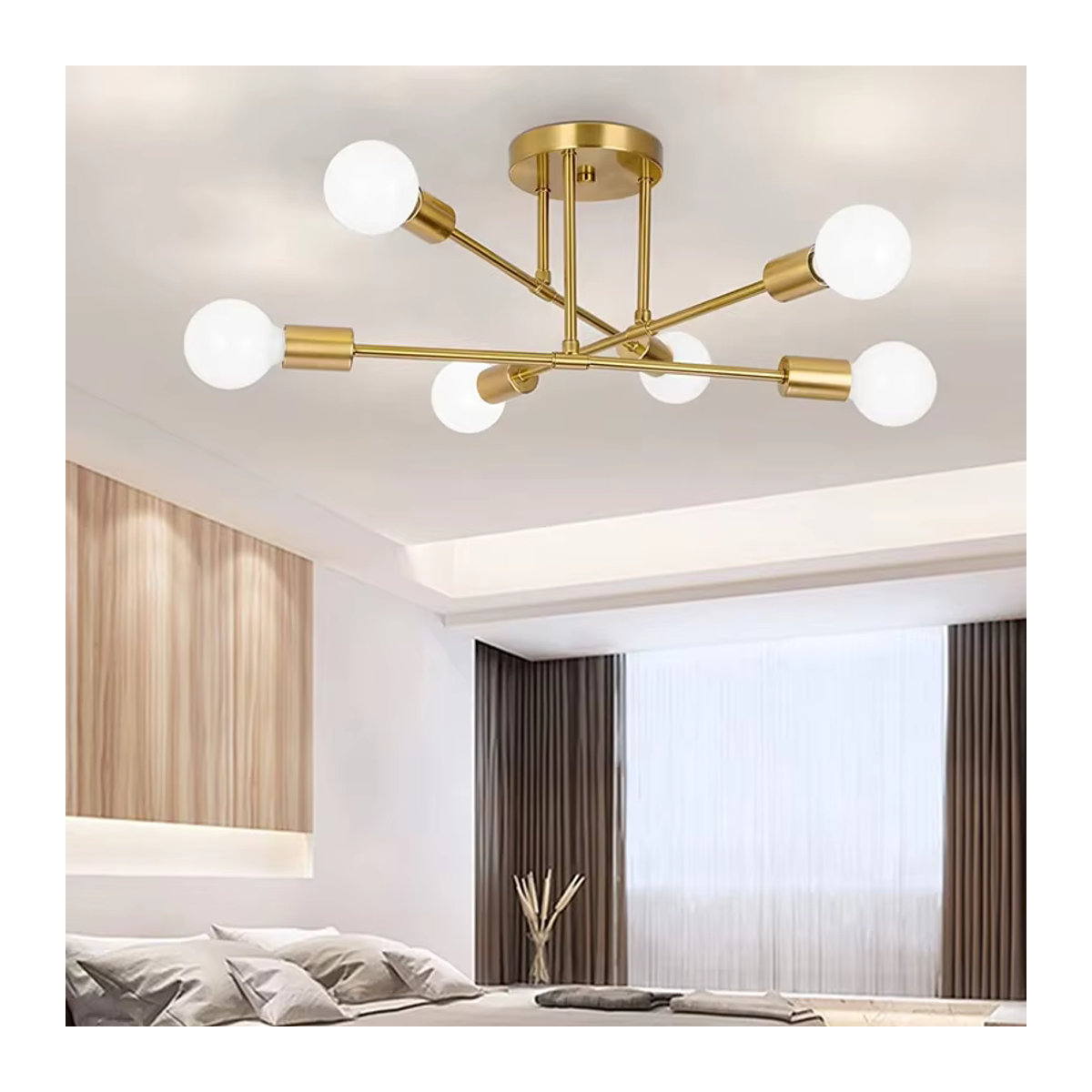 JOYINLED Moderne LED Pendelleuchte mit 6 Köpfen aus Metall für E27 Leuchtmittel in Schwarz, Weiß oder Gold - Bild 2