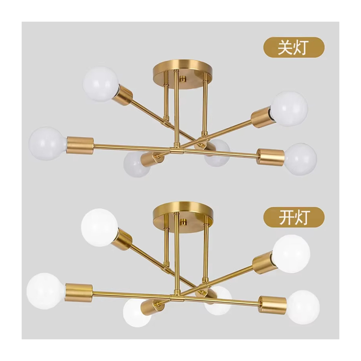 JOYINLED Moderne LED Pendelleuchte mit 6 Köpfen aus Metall für E27 Leuchtmittel in Schwarz, Weiß oder Gold - Bild 3