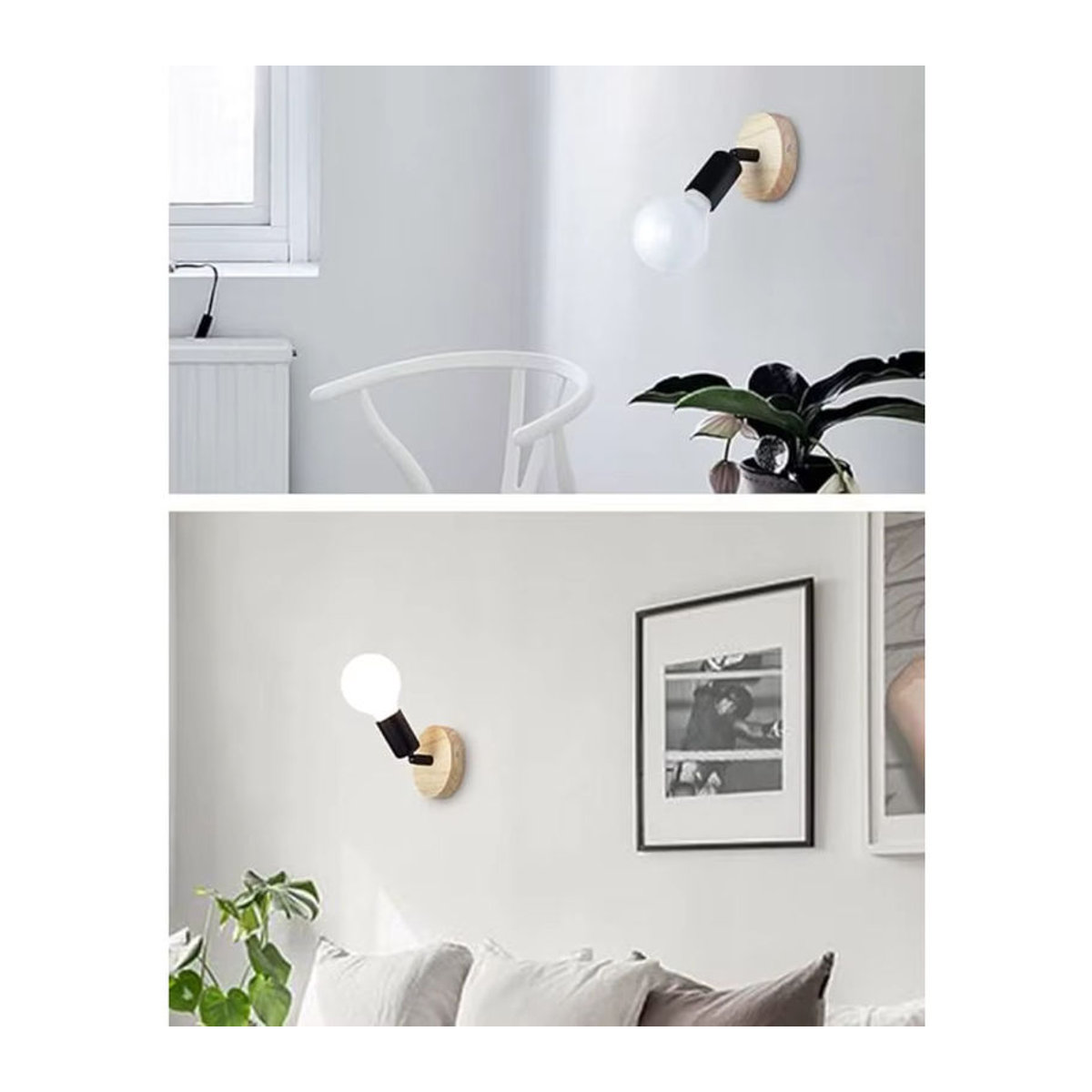 JOYINLED Moderne Nordic Wandlampe aus Holz mit E27 Fassung in Natur - Bild 1