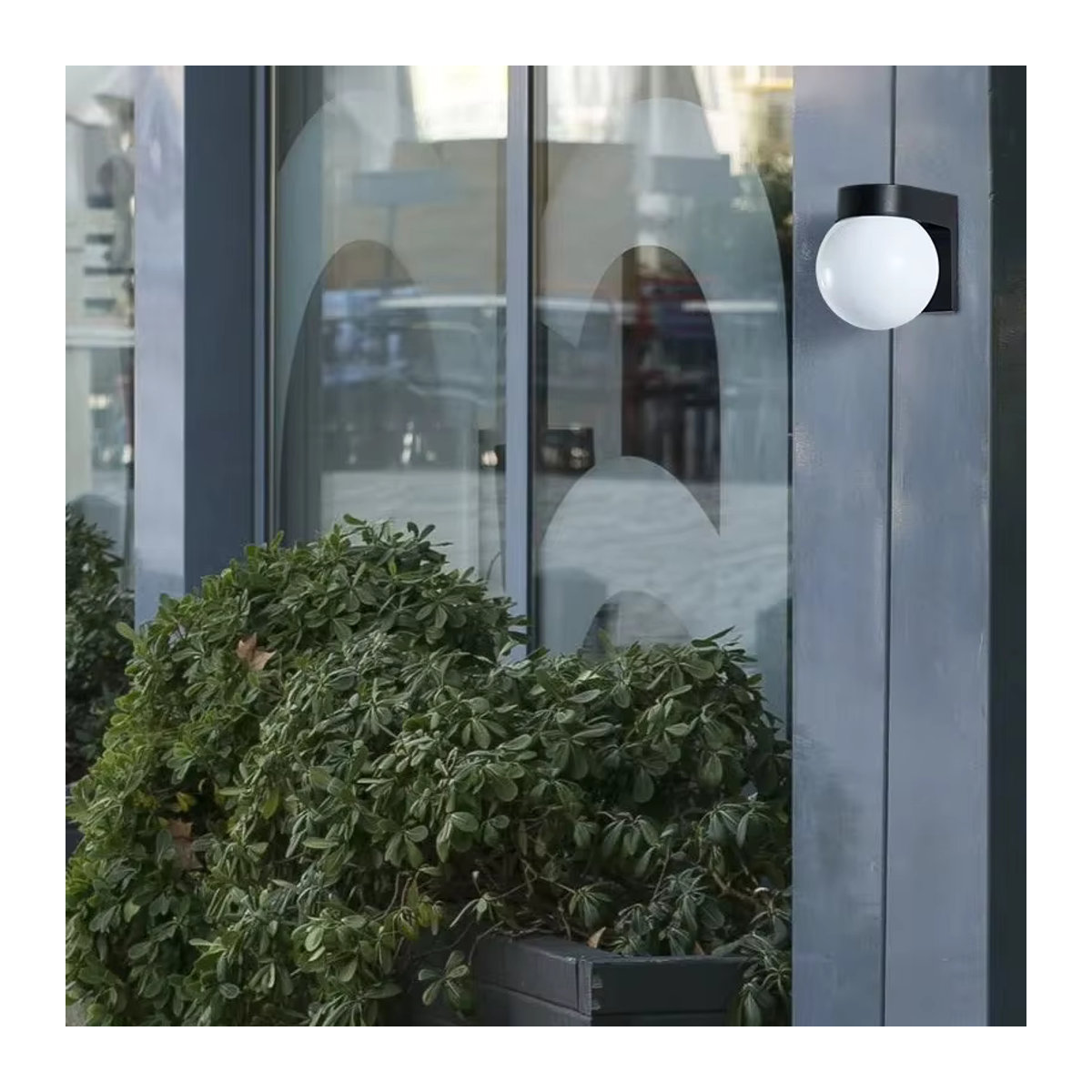 JOYINLED Outdoor Wandleuchte im Industrial Design mit E27 Fassung und kugelförmigem Lampenschirm in Schwarz - Bild 4