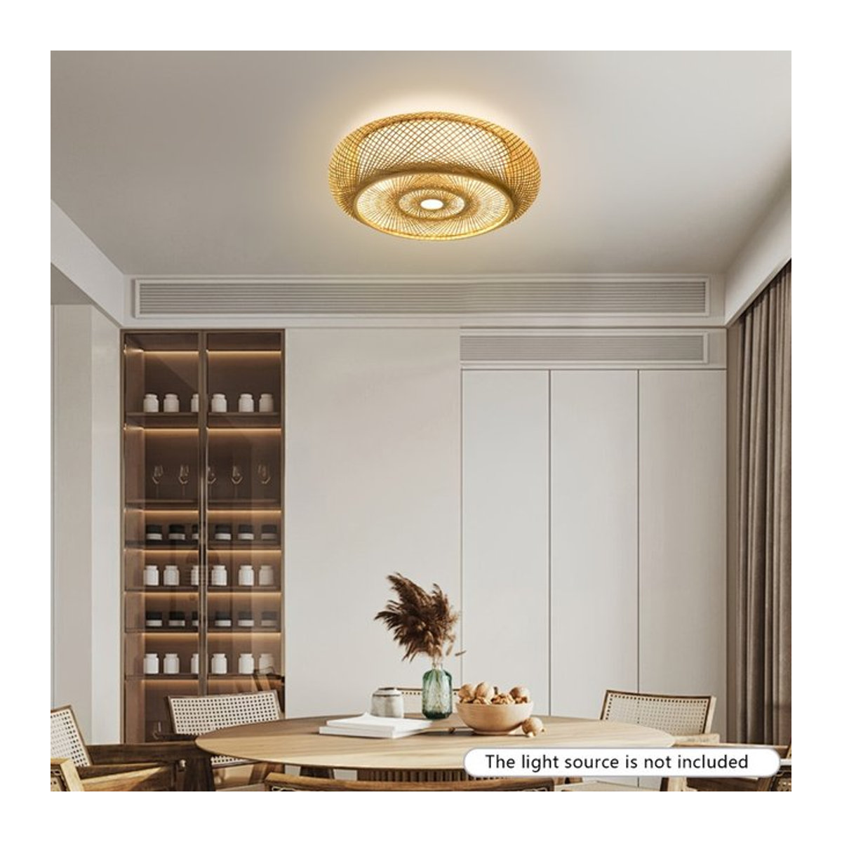 JOYINLED Pendelleuchte aus Bambus im Vintage-Stil in Braun mit E27 Fassung - Bild 1