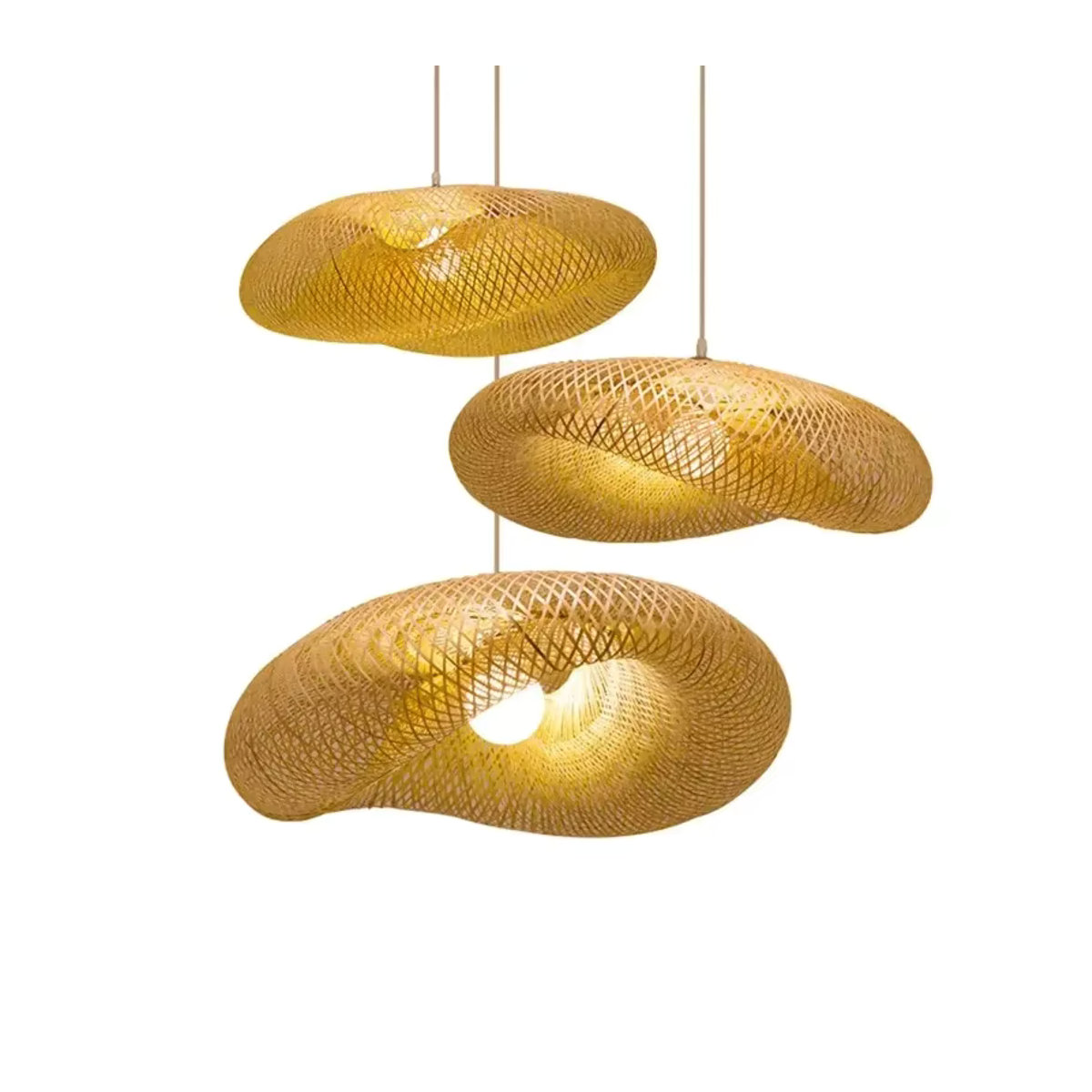JOYINLED Pendelleuchte aus handgemachtem Bambus und Rattan im Vintage Bohemian Stil, Braun, LED - Bild 4