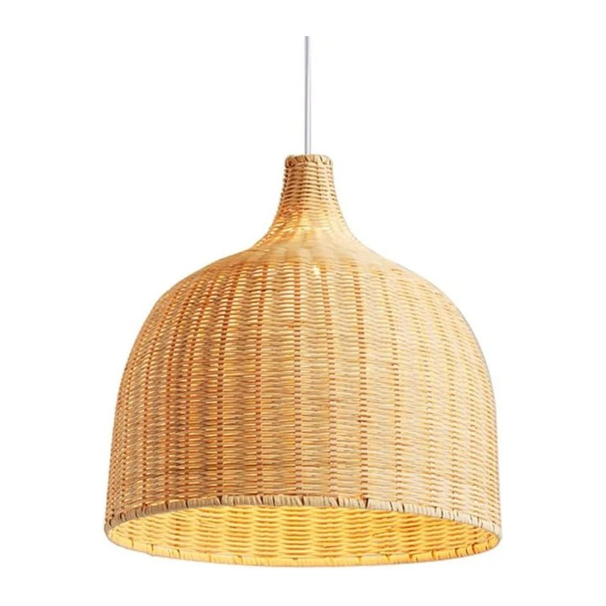 JOYINLED Pendelleuchte aus natürlichem Bambus im Boho- und Landhausstil mit E27 Fassung, Farbe: Natur, Durchmesser: 26 cm - Bild 1