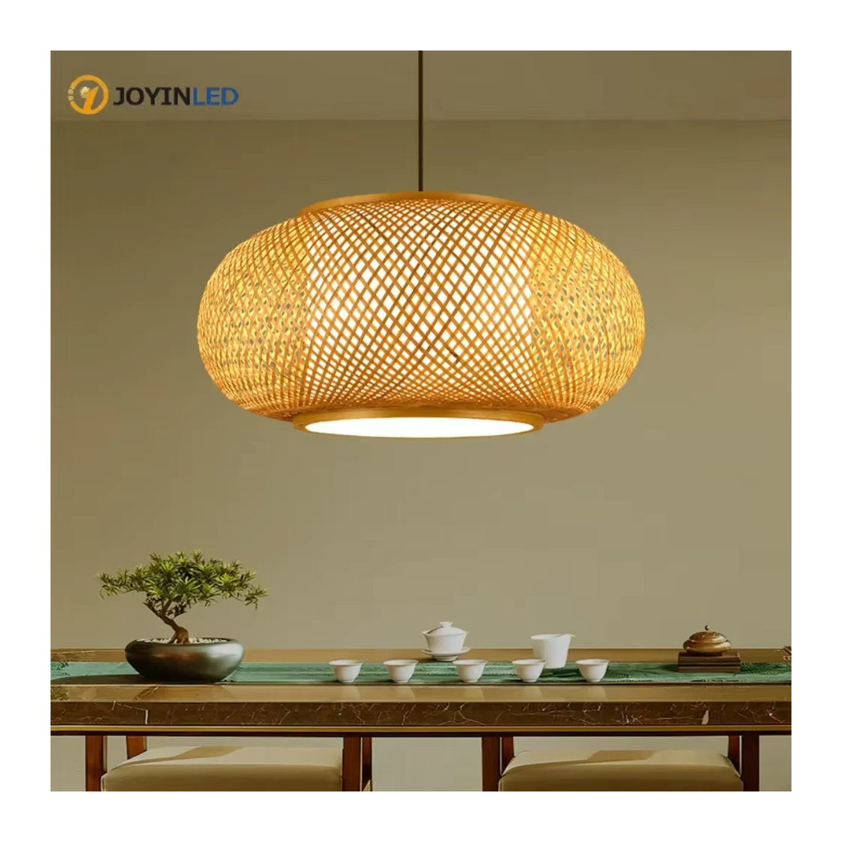 JOYINLED Pendelleuchte aus natürlichem Bambus und Rattan handgewebt für Teestuben und Schlafzimmer - Bild 2