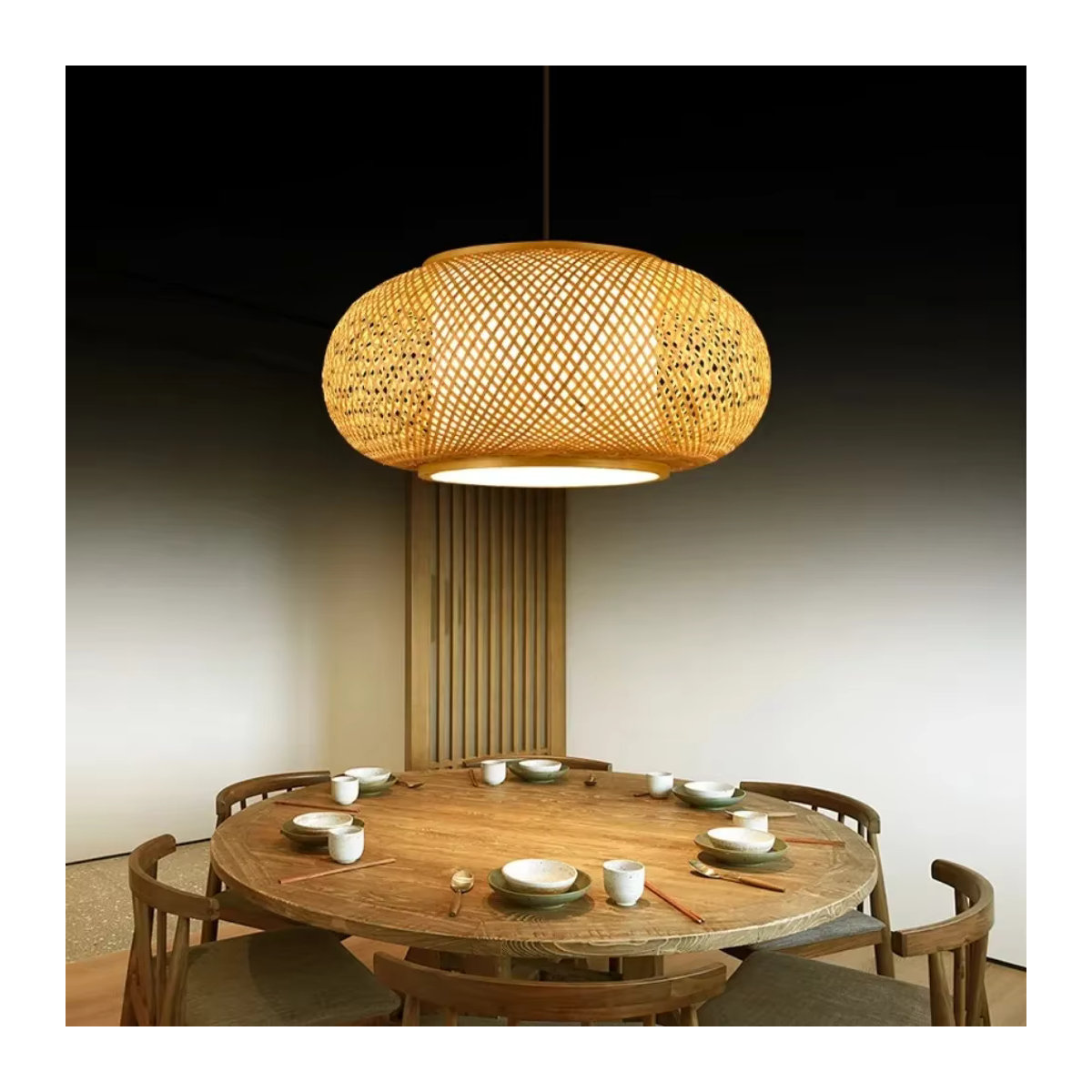 JOYINLED Pendelleuchte aus natürlichem Bambus und Rattan handgewebt für Teestuben und Schlafzimmer - Bild 3
