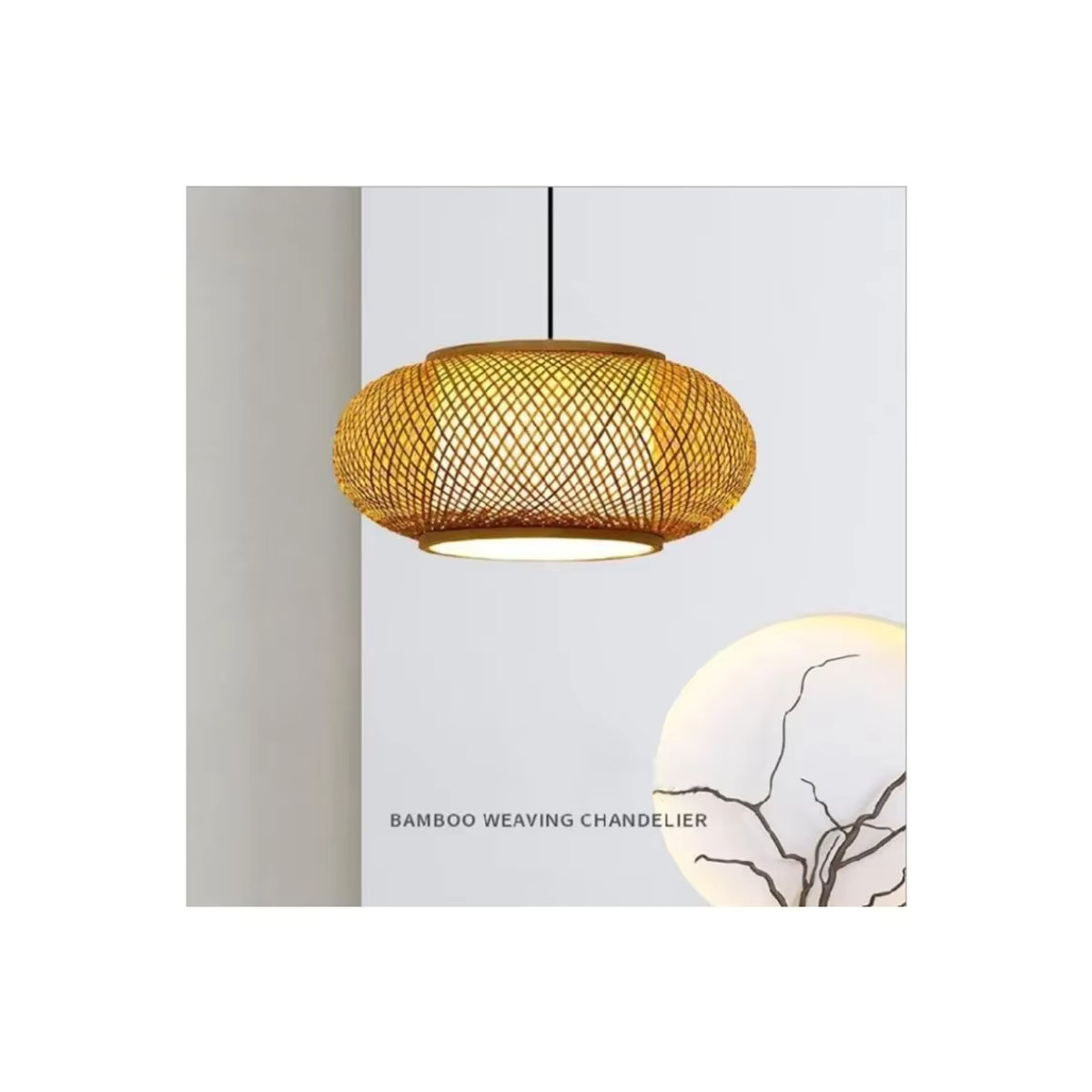 JOYINLED Pendelleuchte aus natürlichem Bambus und Rattan handgewebt für Teestuben und Schlafzimmer - Bild 6