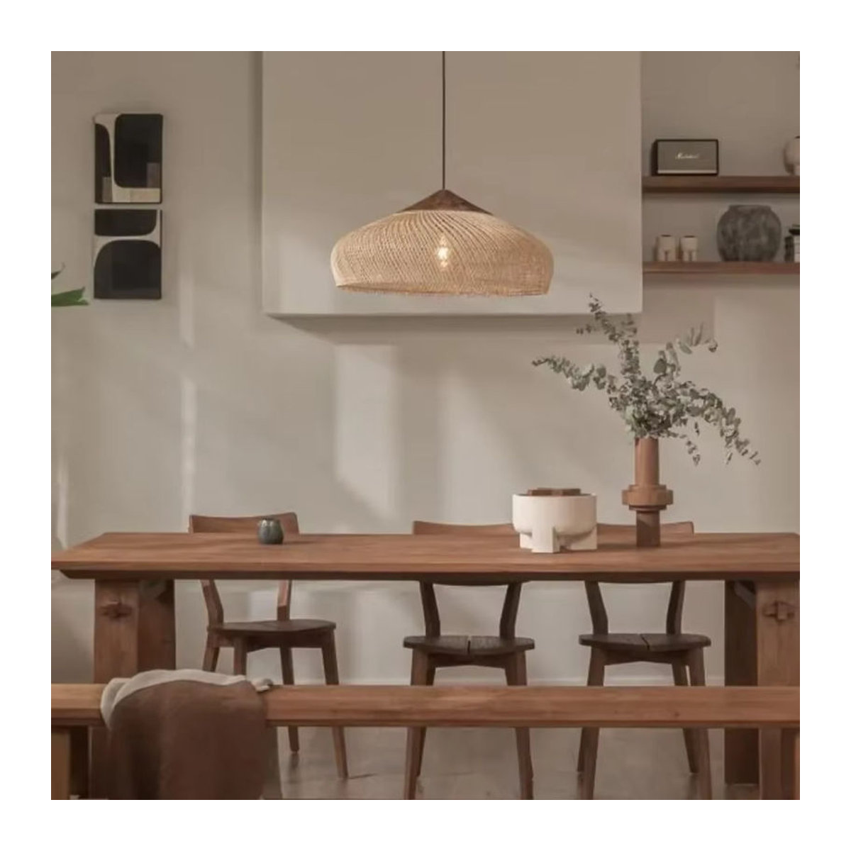 JOYINLED Pendelleuchte aus Rattan im Retro-Bohemian-Stil, braun, E27 - Bild 5