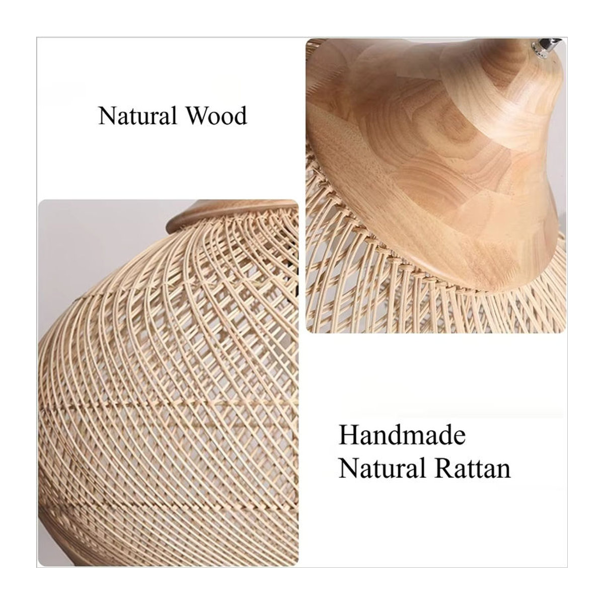 JOYINLED Pendelleuchte aus Rattan im Retro-Bohemian-Stil, braun, E27 - Bild 6