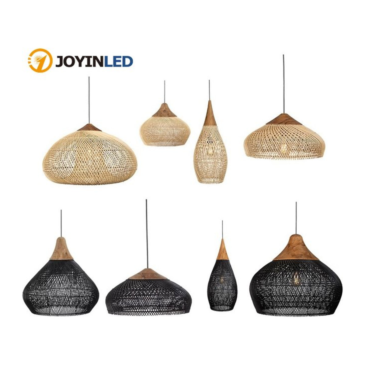 JOYINLED Pendelleuchte aus Rattan im Vintage Wabi Sabi Design, Japanischer Stil, Braun - Bild 1