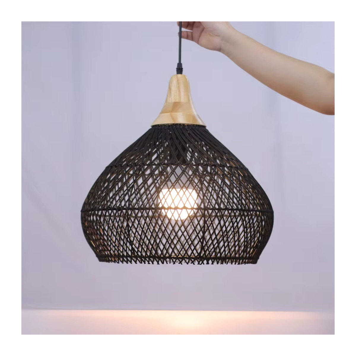 JOYINLED Pendelleuchte aus Rattan im Vintage Wabi Sabi Design, Japanischer Stil, Braun - Bild 4