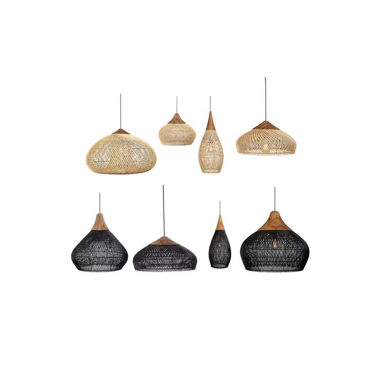 JOYINLED Pendelleuchte aus Rattan im Vintage Wabi Sabi Design, Japanischer Stil, Braun - Bild 6