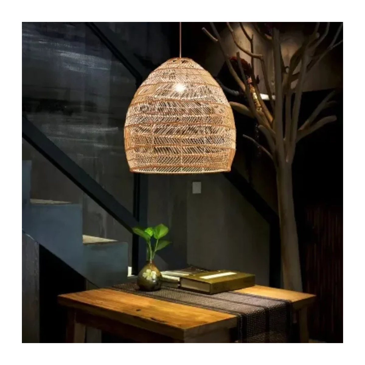 JOYINLED Pendelleuchte im Bohemian Rattan-Design aus Holz in Natur - Bild 1