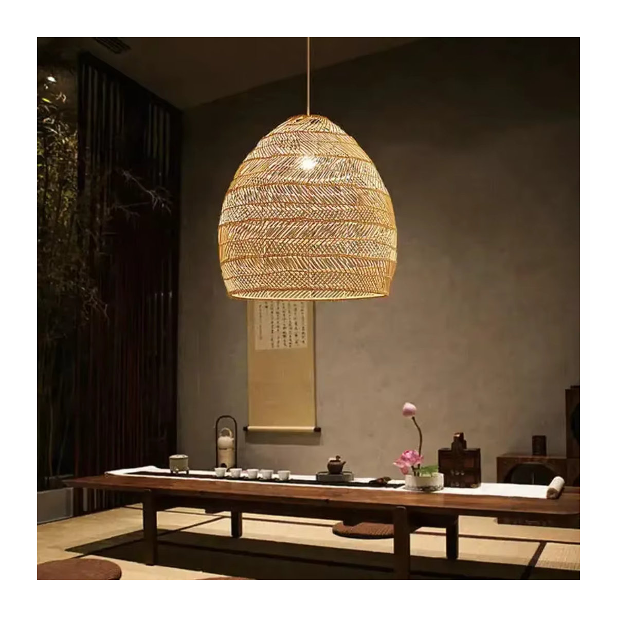 JOYINLED Pendelleuchte im Bohemian Rattan-Design aus Holz in Natur - Bild 2