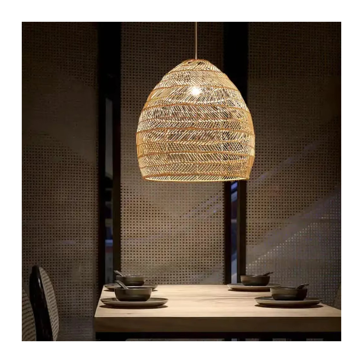 JOYINLED Pendelleuchte im Bohemian Rattan-Design aus Holz in Natur - Bild 4