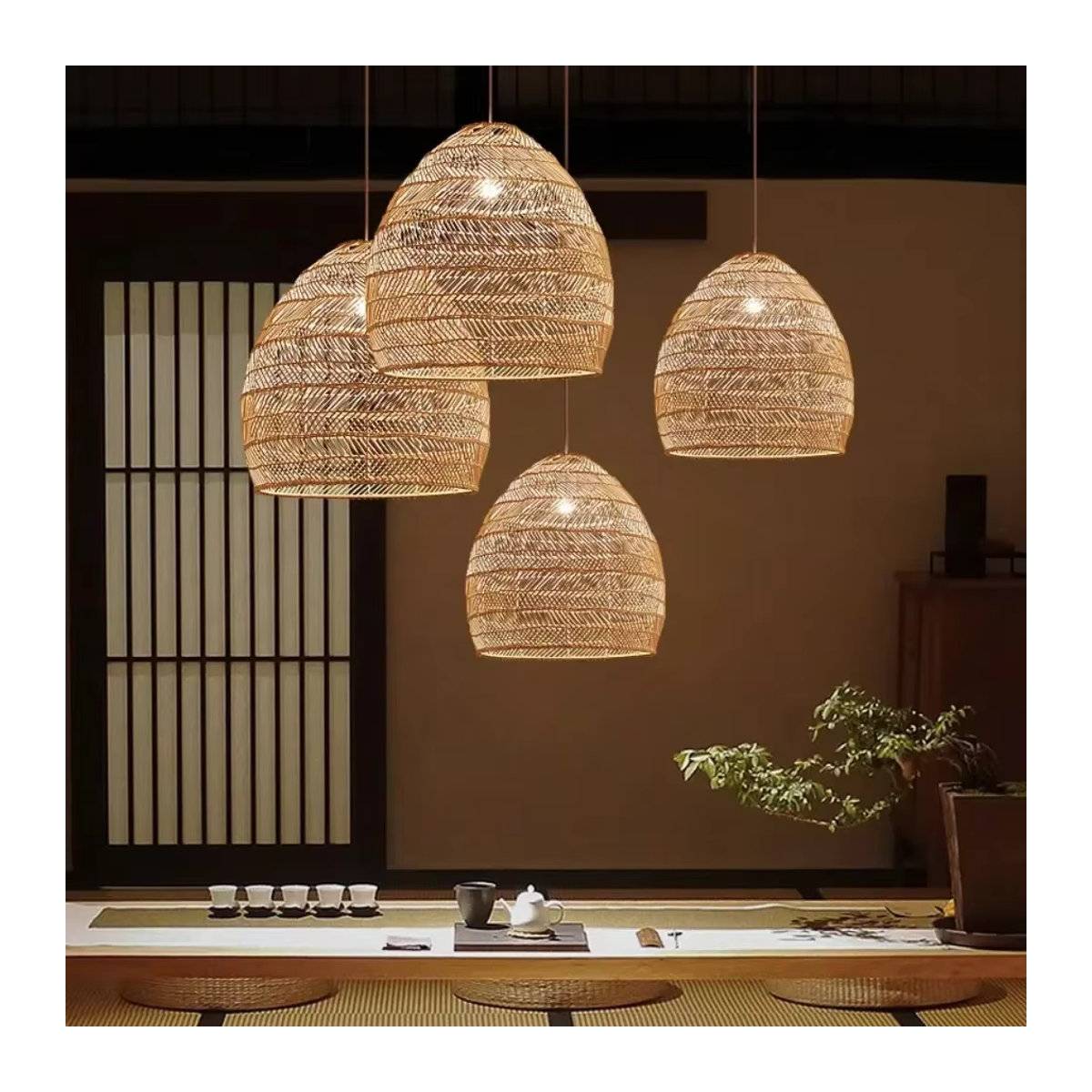JOYINLED Pendelleuchte im Bohemian Rattan-Design aus Holz in Natur - Bild 5