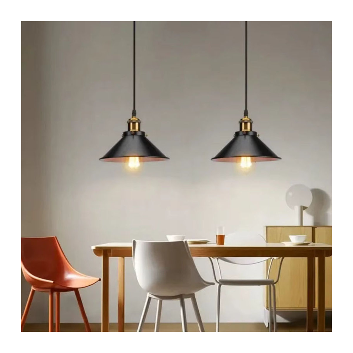 JOYINLED Pendelleuchte im Vintage Loft Design, Schwarze Industrielle Hängeleuchte aus Metall mit E27 Sockel für Retro Beleuchtung - Bild 2