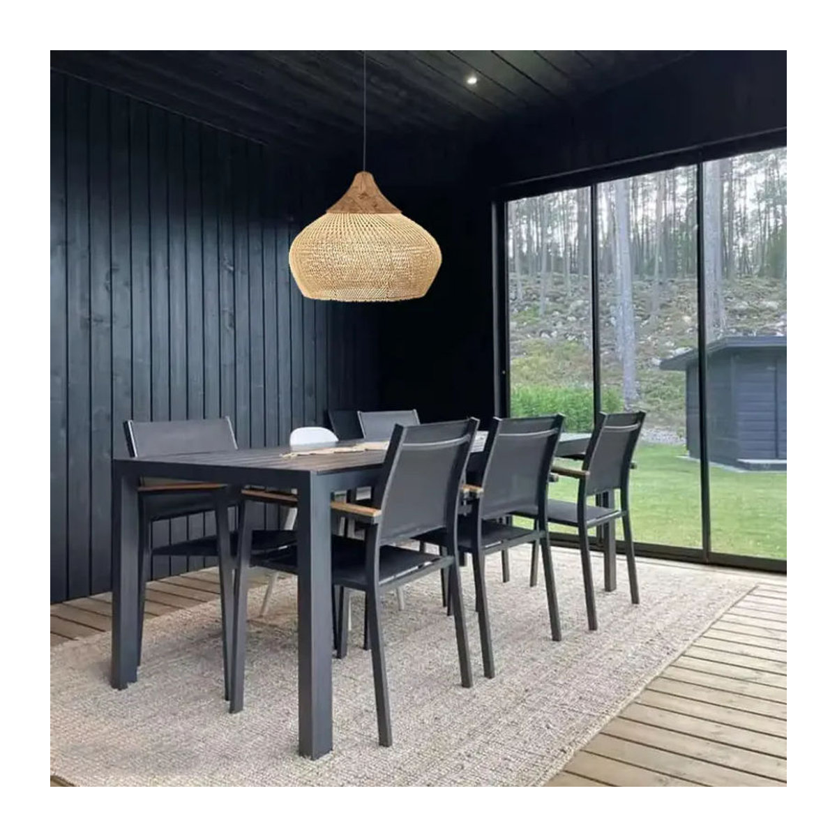 JOYINLED Rattan Kronleuchter im Landhausstil, handgewebte Pendelleuchte in Braun - Bild 2