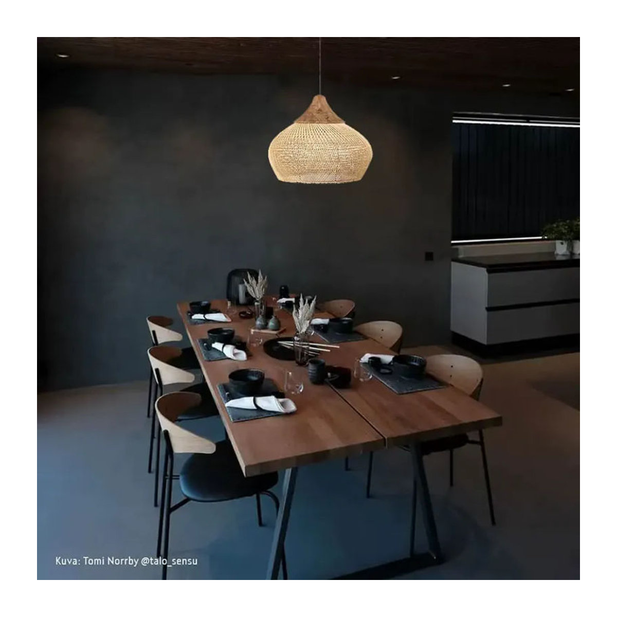 JOYINLED Rattan Kronleuchter im Landhausstil, handgewebte Pendelleuchte in Braun - Bild 4