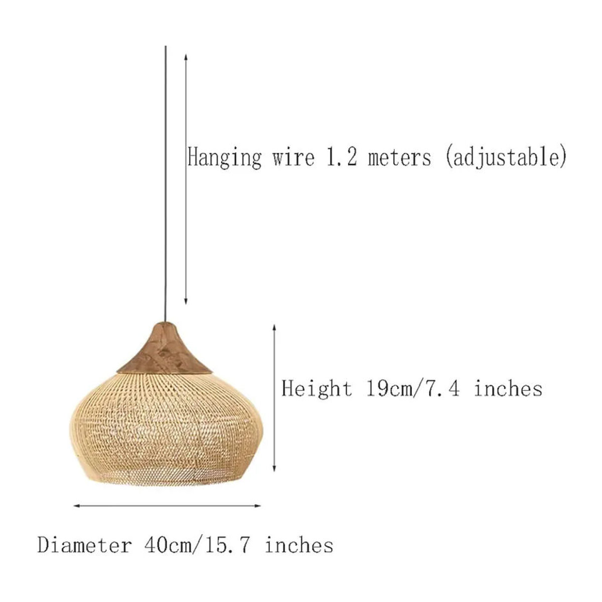 JOYINLED Rattan Kronleuchter im Landhausstil, handgewebte Pendelleuchte in Braun - Bild 5