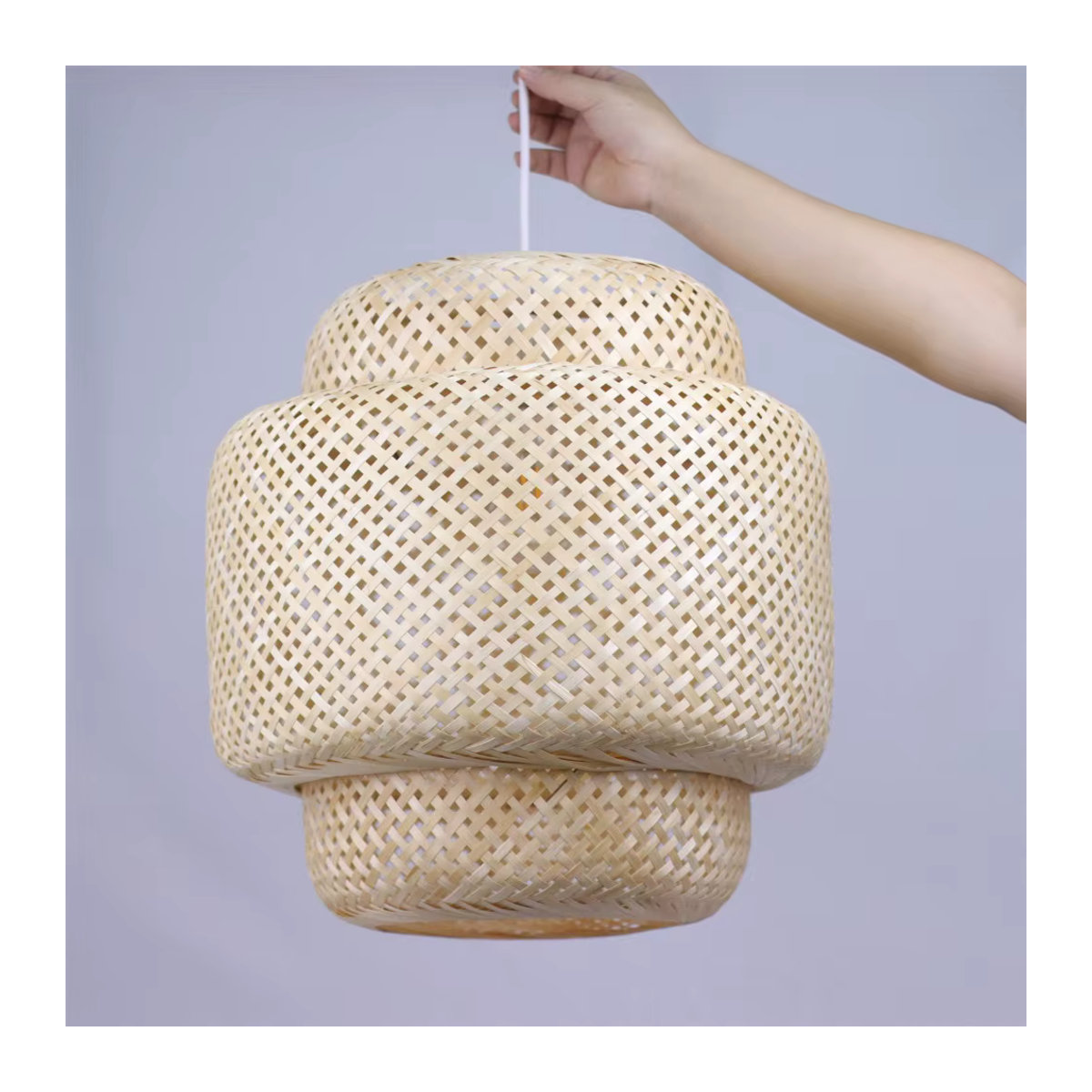 JOYINLED Rattan-Pendelleuchte aus Bambus im Landhaus-Stil für E27 E26 Natur - Bild 5