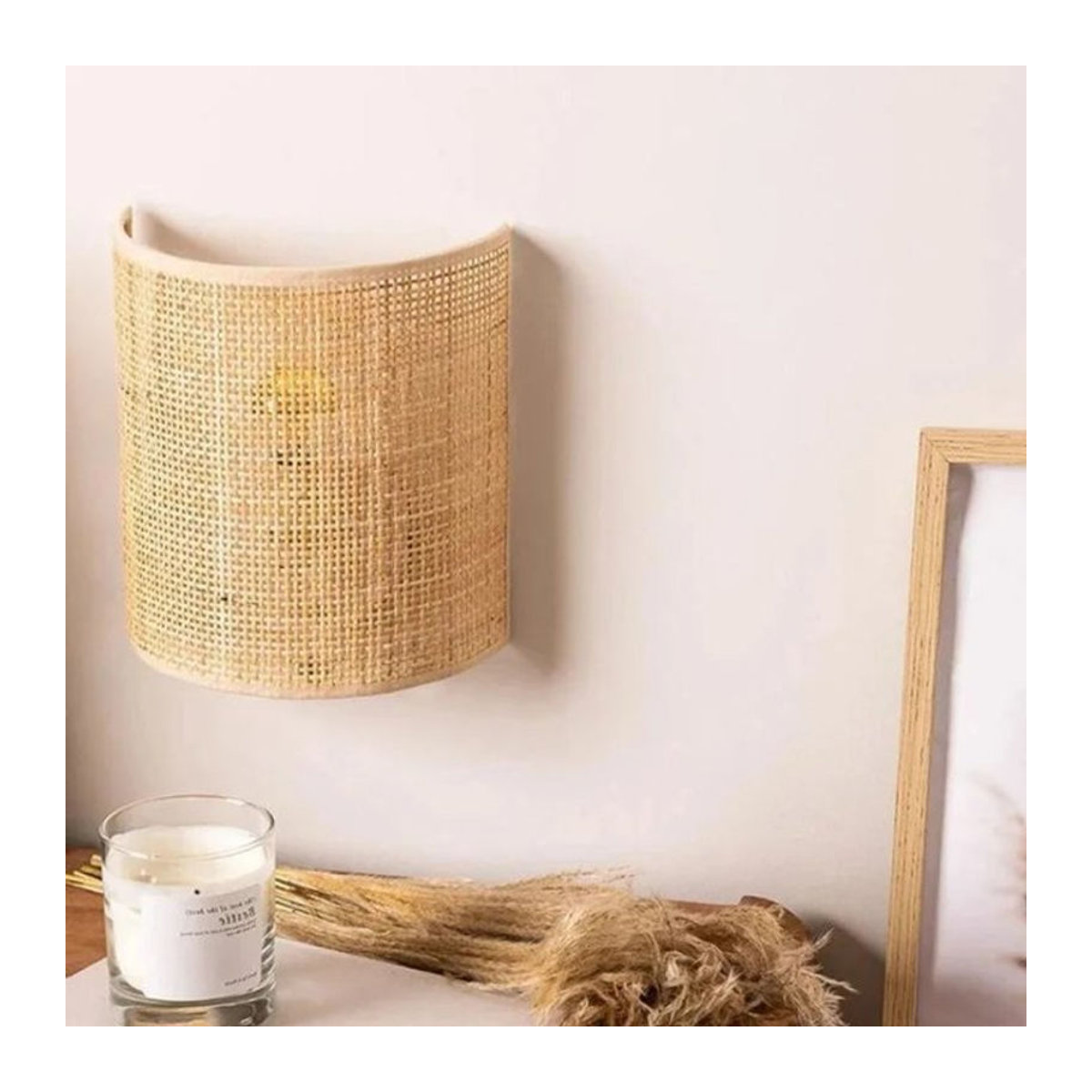 JOYINLED Rattan Wandlampe aus Naturmaterial im Landhaus- und Bohemian-Stil mit LED-Beleuchtung - Bild 1