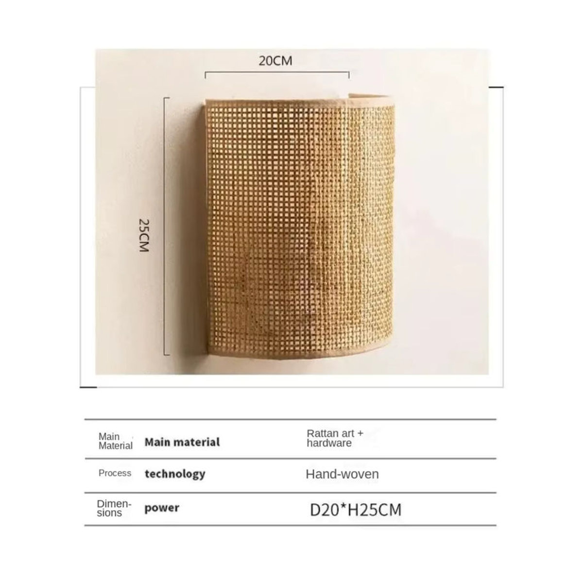JOYINLED Rattan Wandlampe aus Naturmaterial im Landhaus- und Bohemian-Stil mit LED-Beleuchtung - Bild 2