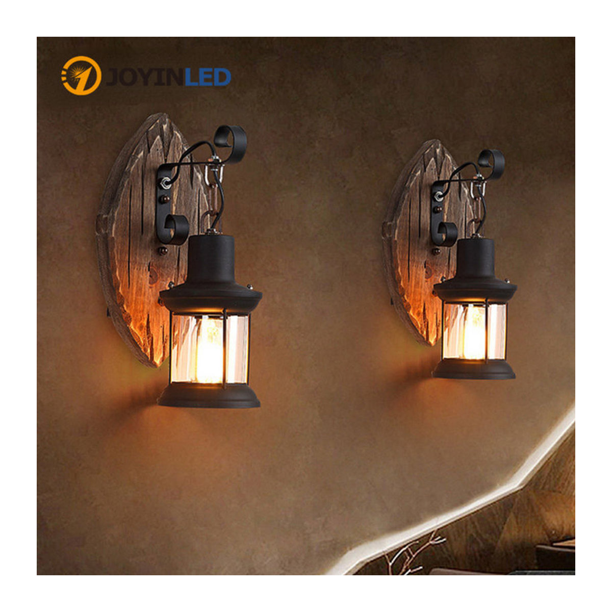 JOYINLED Retro Industrie LED Wandleuchte Schwarz aus Metall mit E27 Fassung - Bild 1
