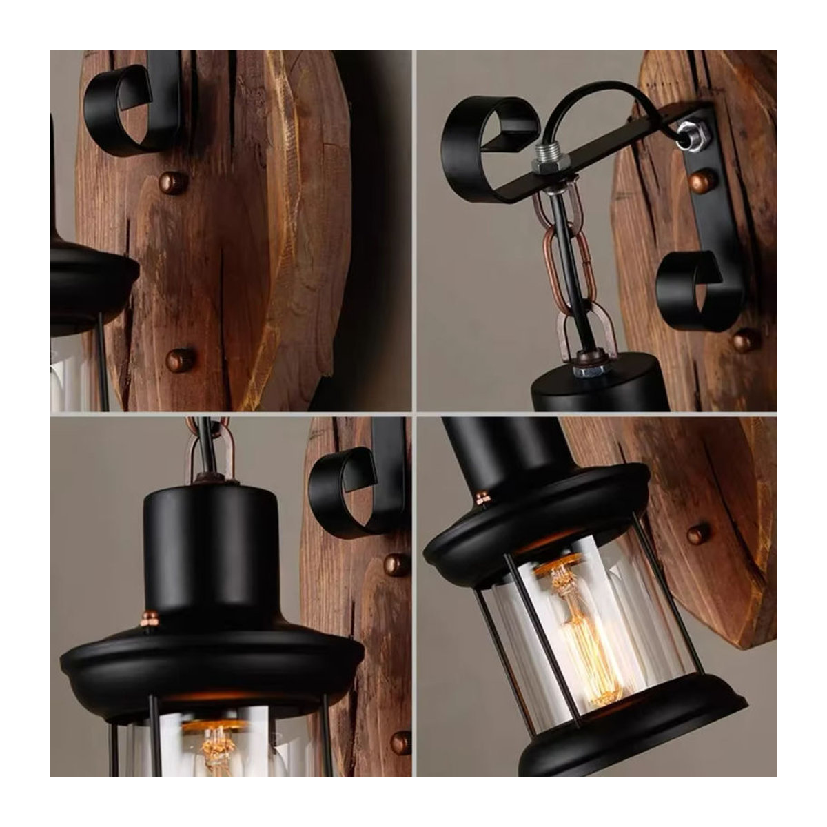 JOYINLED Retro Industrie LED Wandleuchte Schwarz aus Metall mit E27 Fassung - Bild 2