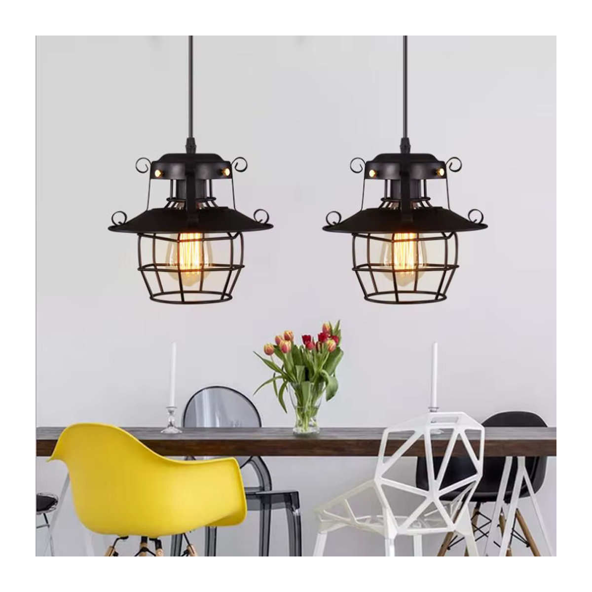 JOYINLED Retro Kronleuchter aus Metall in Schwarz für Restaurant und Bar - Bild 5