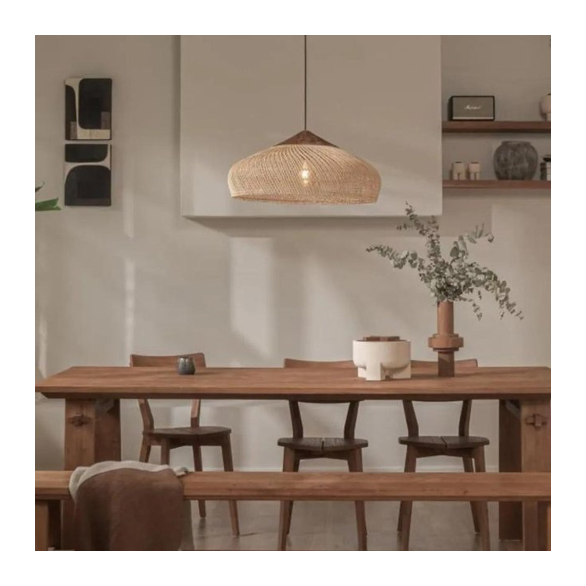 JOYINLED Retro Rattan Pendelleuchte im Bohemian Wabi Sabi Stil, LED Hängelampe in Braun - Bild 1