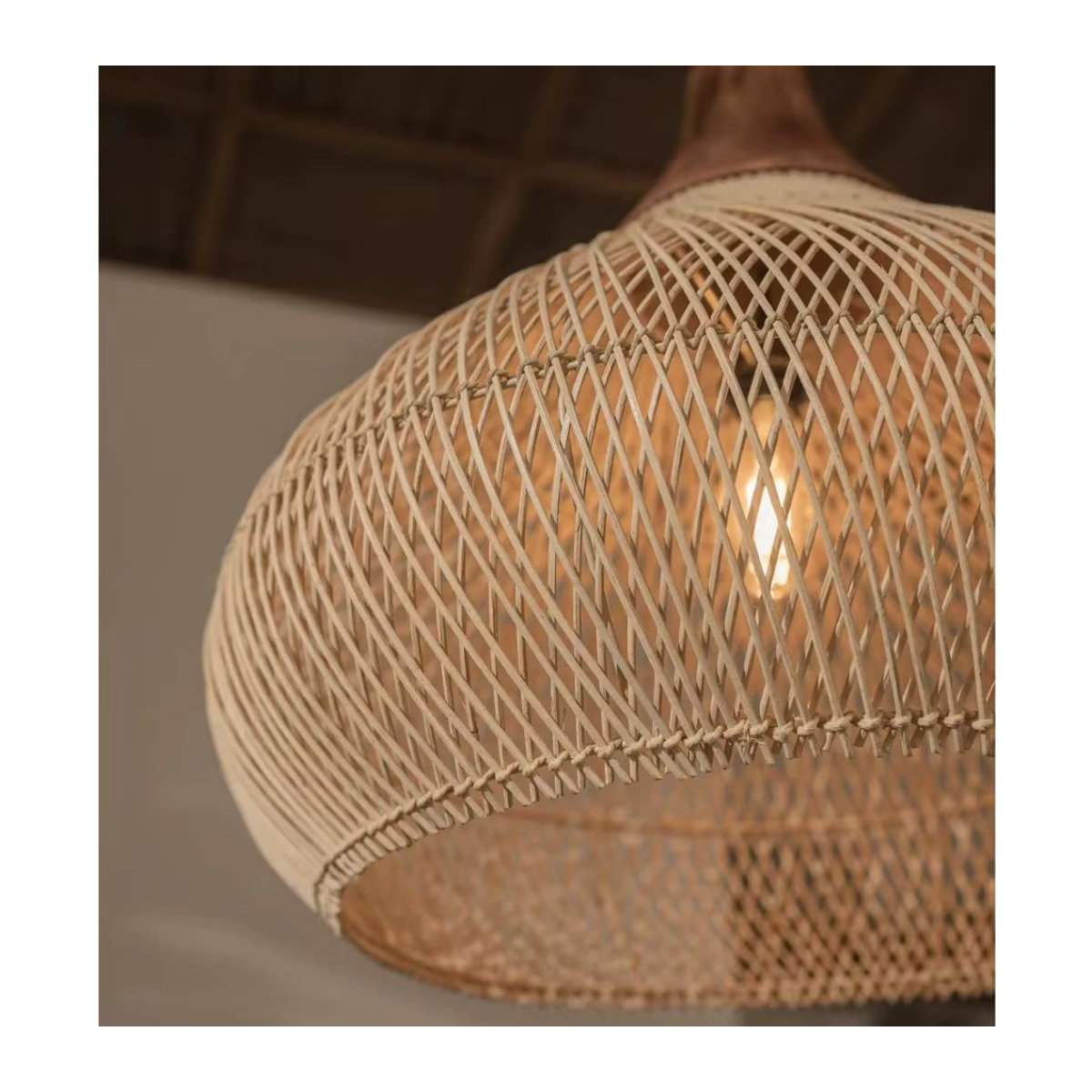 JOYINLED Retro Rattan Pendelleuchte im Bohemian Wabi Sabi Stil, LED Hängelampe in Braun - Bild 2