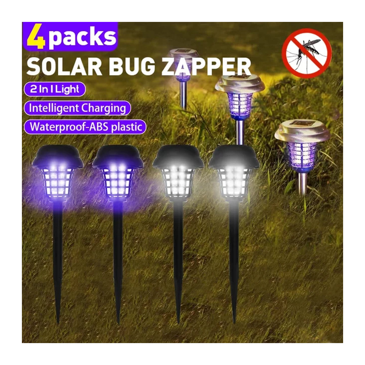 JOYINLED Solar-Insektenvernichter Set für Garten und Terrasse, wasserdichte Mückenvernichter Lampe für den Außenbereich - Bild 1