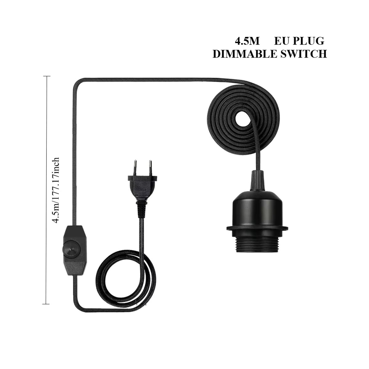JOYINLED Steckbare Pendelleuchte im Industrial Design mit 4,5 m Kabel und E27-Fassung inklusive Ein/Aus-Schalter - Bild 2